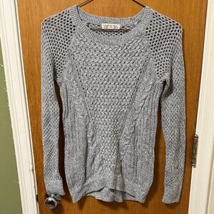 Pink Rose Light Gray Cable Knit Sweater